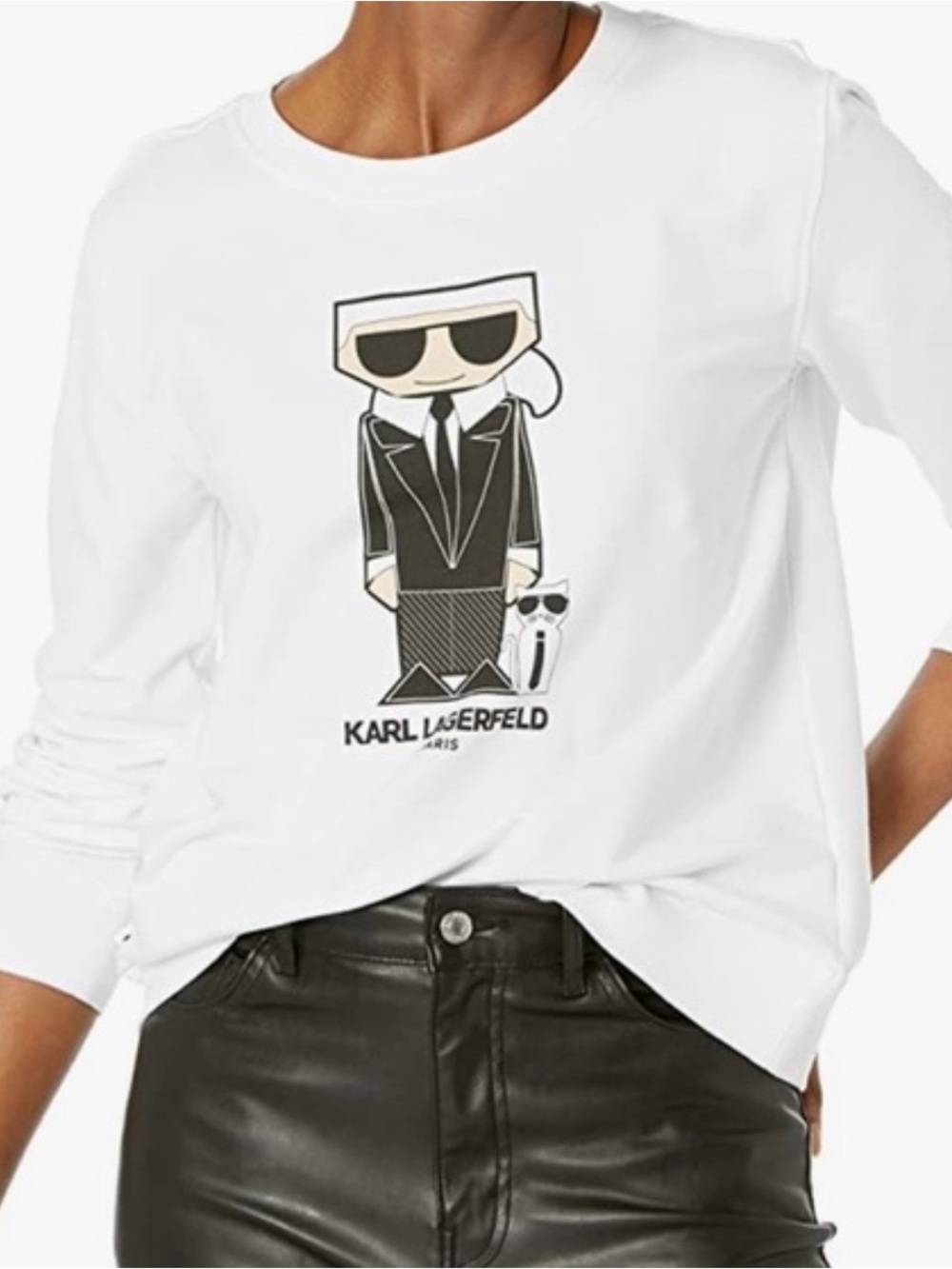 Karl Lagerfeld Paris Long Sleeve Graphic Crewneck Sweatshirt Size size XL